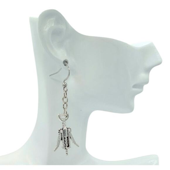 Wine Opener Dangle Earrings – Fun Wine Lover Jewelry - Picture 2 of 3